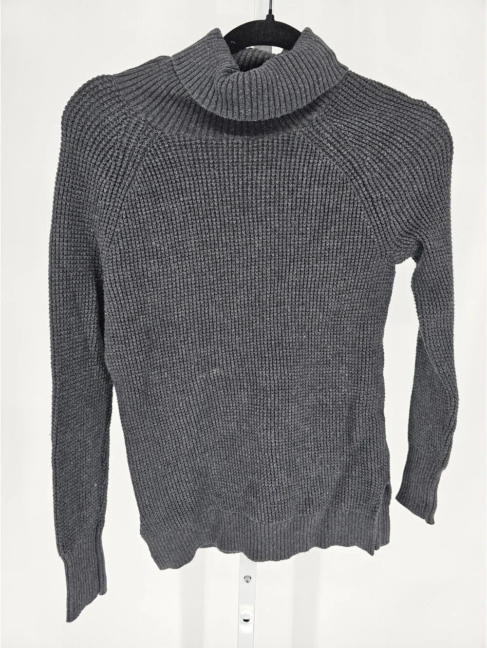 J Crew Womens Sz XXs Turtleneck Sweater Gray Ribbed Thick Knit